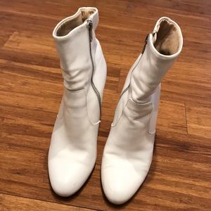 White leather boot heels